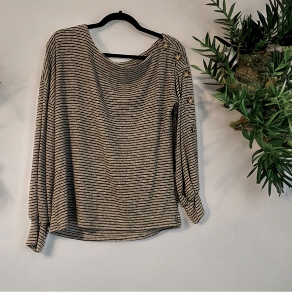 Striped button sleeve sweater top size small - Picture 1 of 6